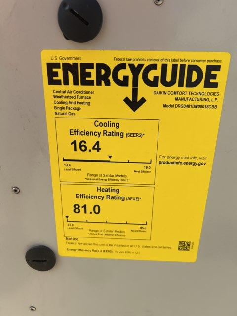 4 Ton Two-Stage Convertible Natural Gas/Electric Packaged Unit, 16.4 SEER2, 208-230/60/1, R410A