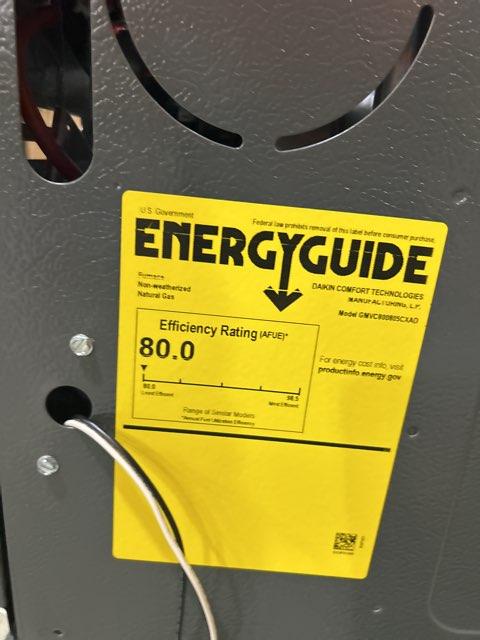 80,000 BTU Low NOx 2-Stg Up/Horz ECM Variable Speed Communicating Gas Furnace 80% 115/60/1 CFM: 2000