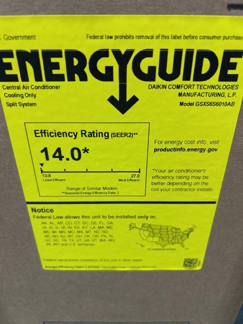 5 Ton Inverter Horizontal Split-System Communicating A/C 208-230/60/1 R410A 14 SEER2