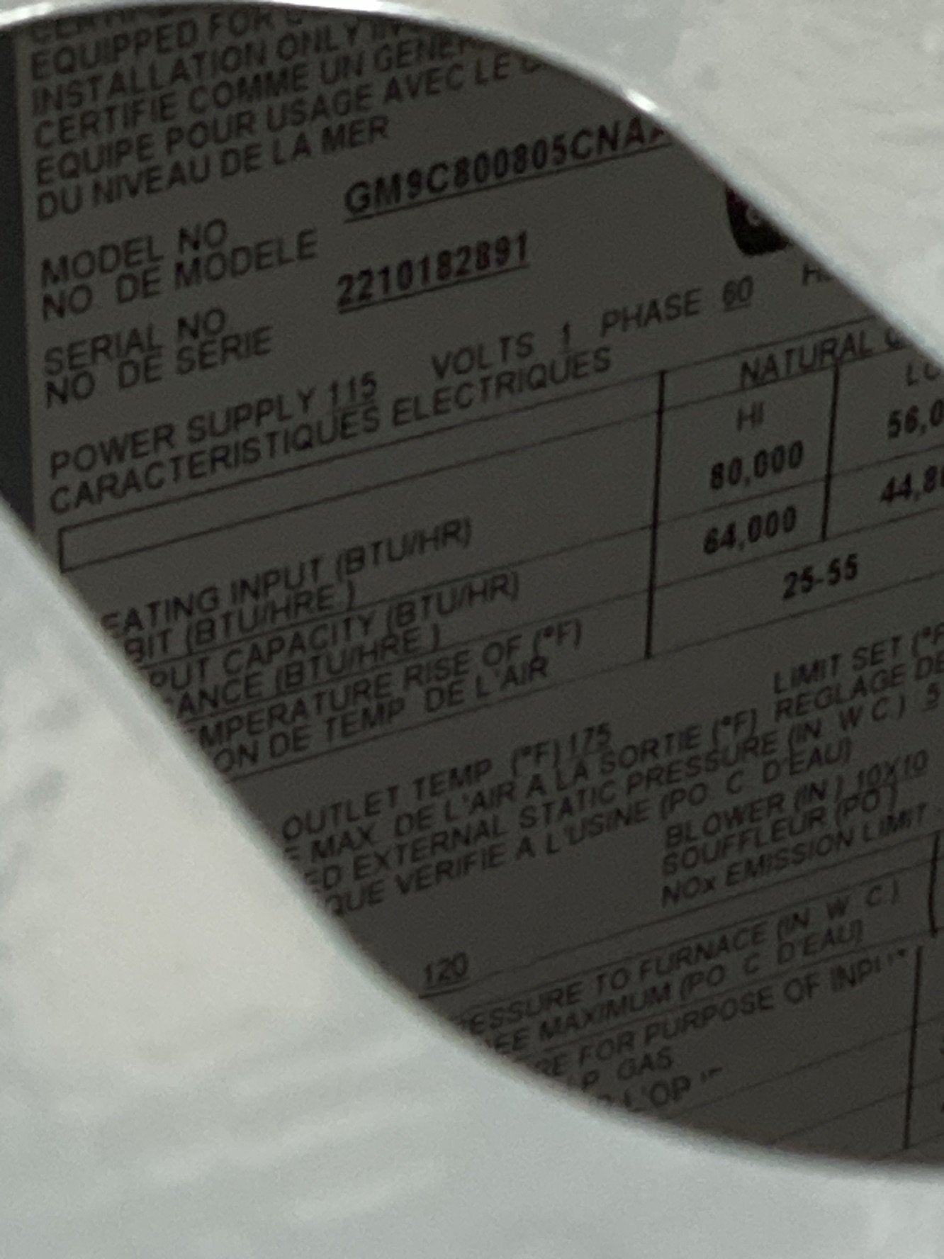 80,000 BTU Two-Stage Upflow/Horizontal ECM Multi Speed Gas Furnace 80% AFUE 115/60/1 CFM: 2000