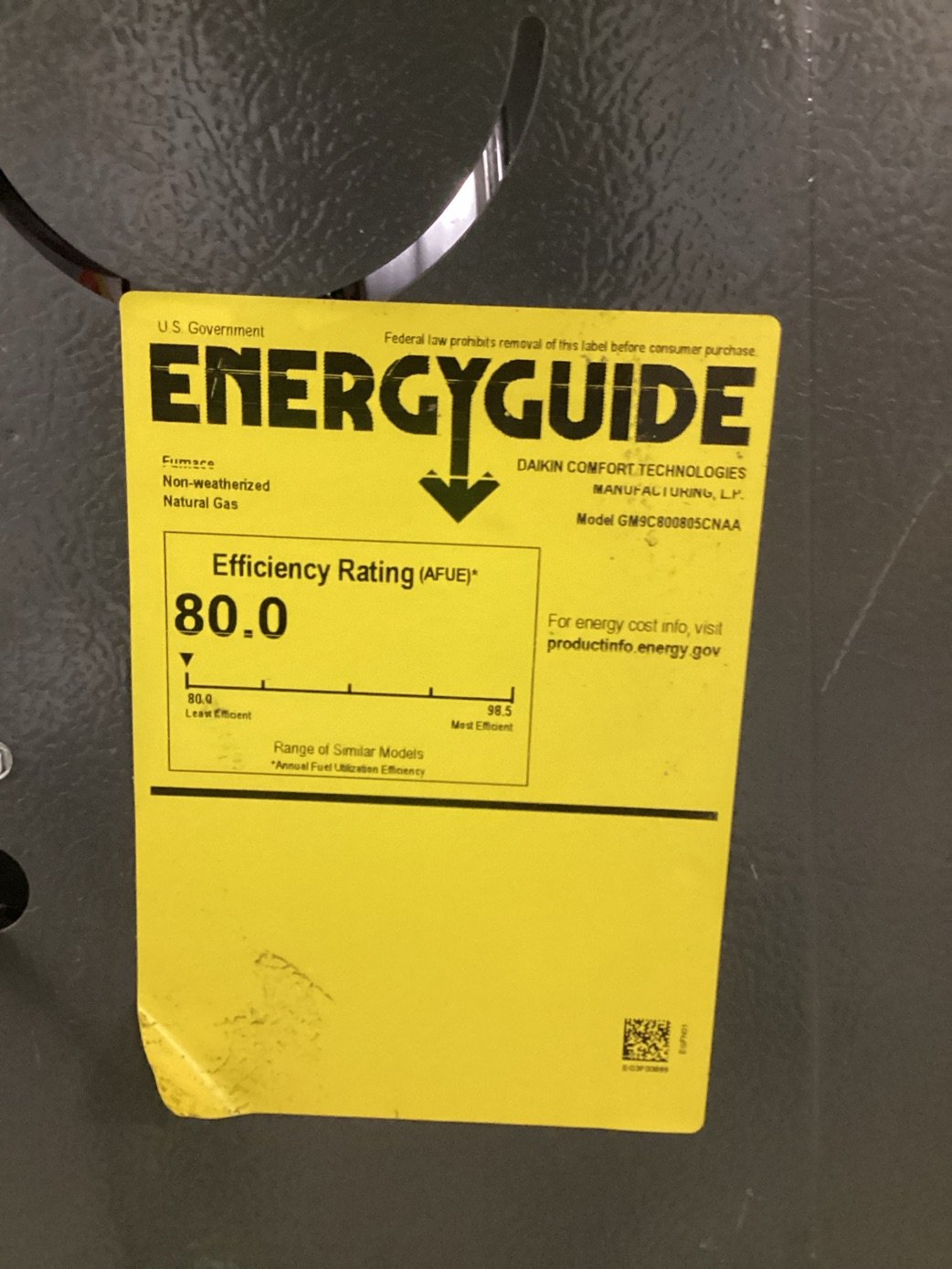 80,000 BTU Two-Stage Upflow/Horizontal ECM Multi Speed Gas Furnace 80% AFUE 115/60/1 CFM: 2000