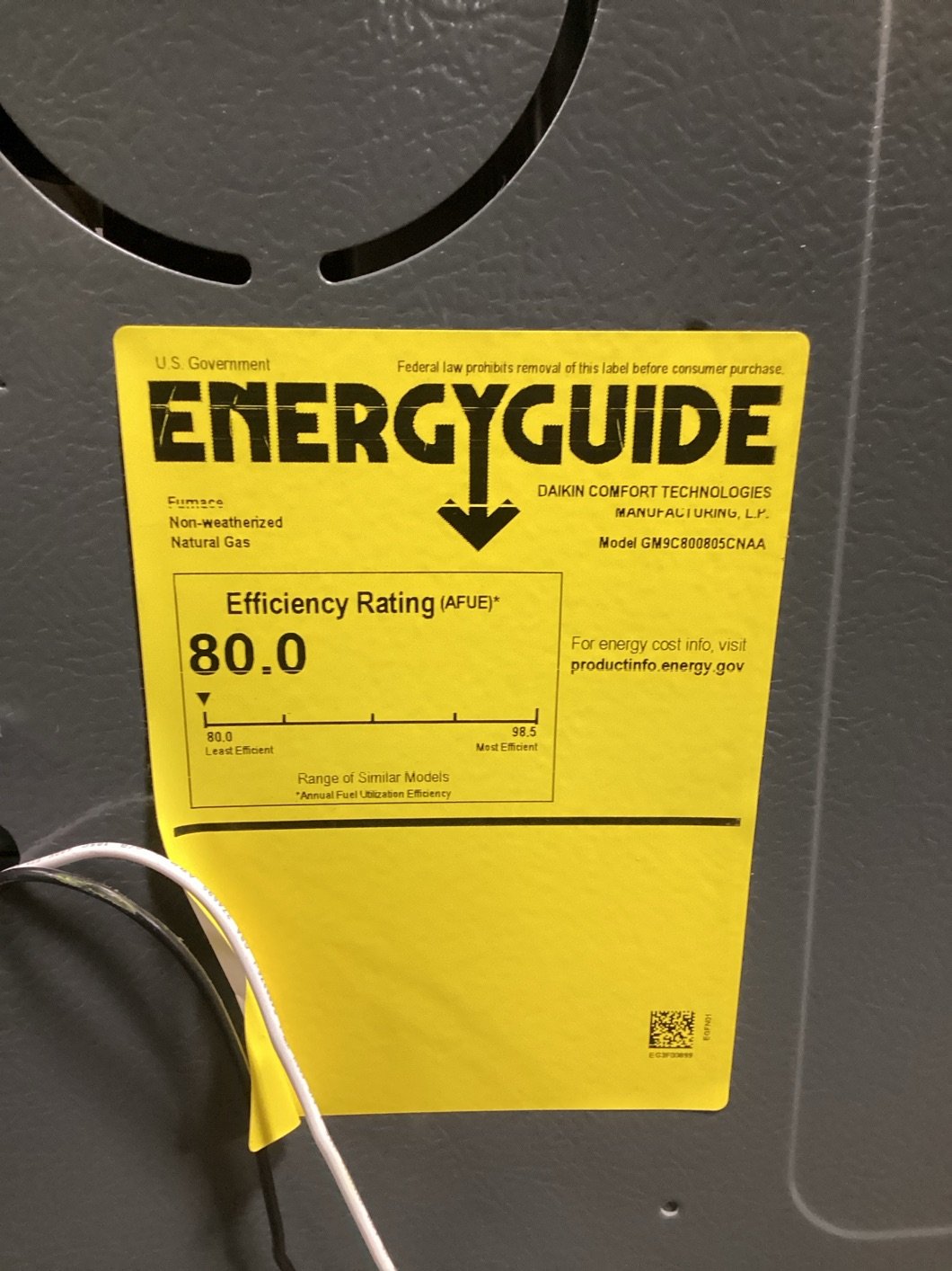 80,000 BTU Two-Stage Upflow/Horizontal ECM Multi Speed Gas Furnace 80% AFUE 115/60/1 CFM: 2000