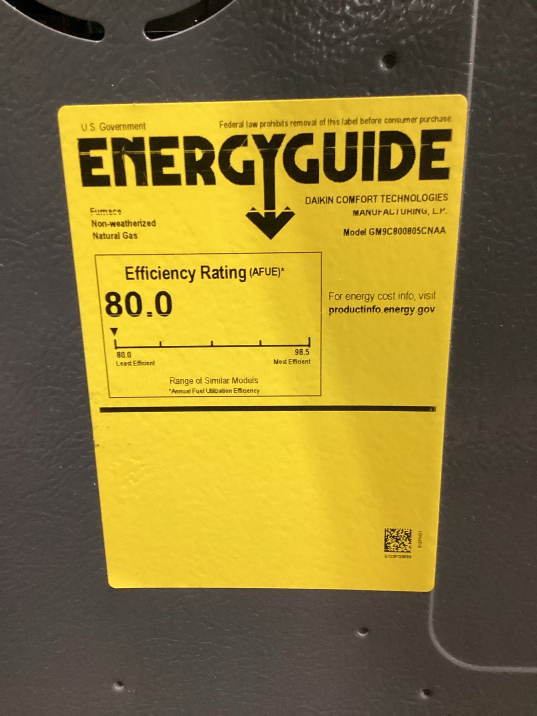 80,000 BTU Two-Stage Upflow/Horizontal ECM Multi Speed Gas Furnace 80% AFUE 115/60/1 CFM: 2000