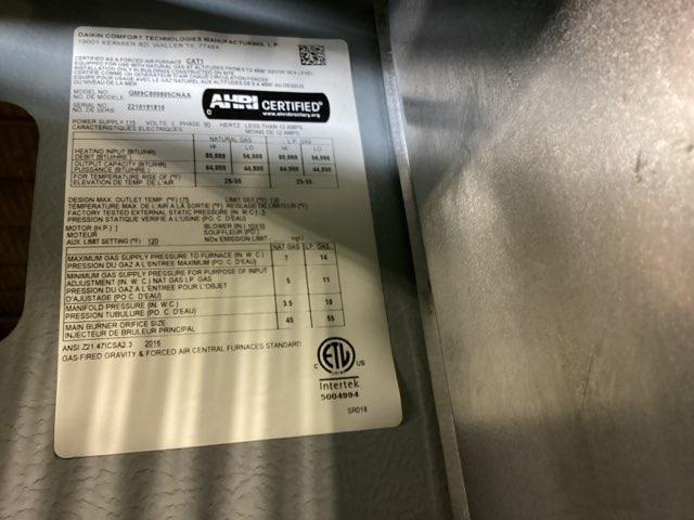 80,000 BTU Two-Stage Upflow/Horizontal ECM Multi Speed Gas Furnace 80% AFUE 115/60/1 CFM: 2000