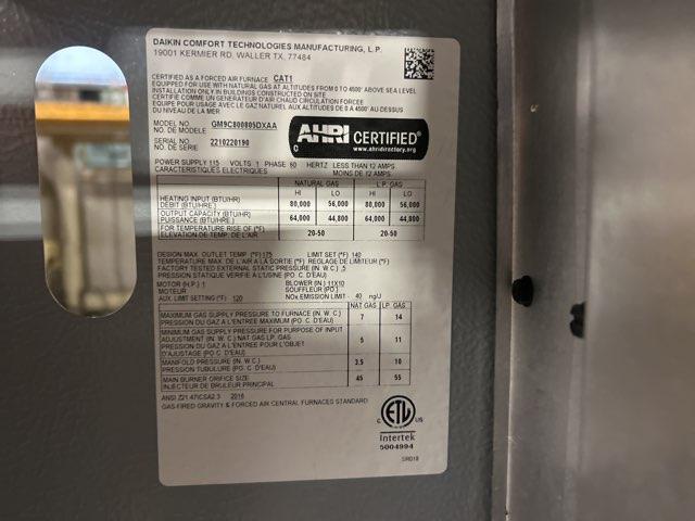 80,000 BTU 2-Stg Low Nox Upflow/Horizontal ECM Multi Speed Gas Furnace 80% AFUE 115/60/1 CFM: 2000