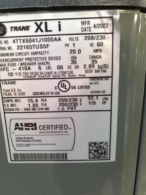 3.5 Ton Single-Stage Split-System Air Conditioner 208-230/60/1 R410A 16 SEER