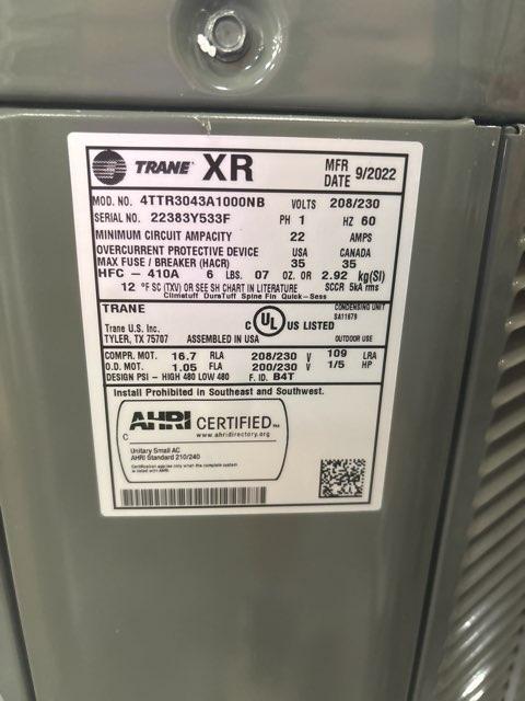 3.5 Ton Single-Stage Split-System Air Conditioner 208-230/60/1 R410A 13 SEER