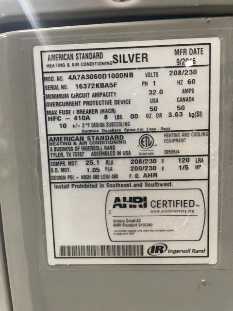 5 Ton Single-Stage Split-System Air Conditioner 208-230/60/1 R410A 13 SEER