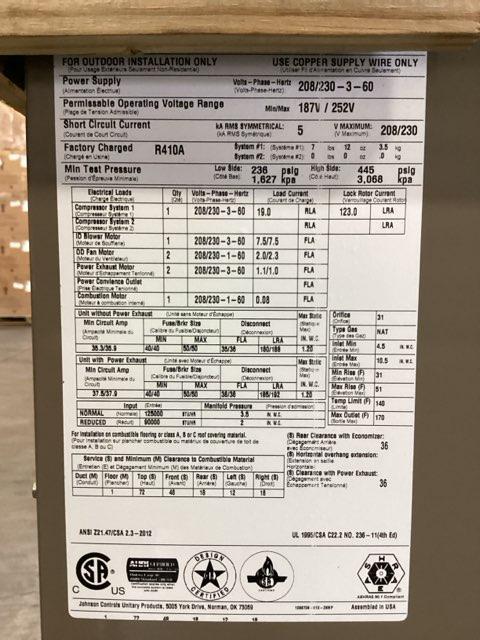 Commercial 6 Ton 2-Stage Convertible Natural Gas/Electric Packaged Unit, 12 EER, 208-230/60/3, R410A