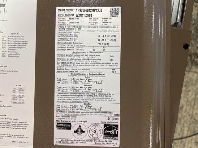 60,000 BTU Modulating ECM Var Spd Communicating Compatible Gas Furnace 97.5% 115/60/1 CFM: 1425