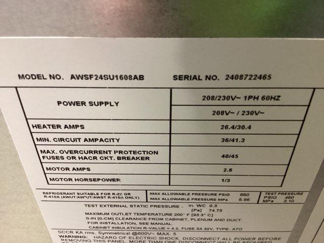 2 Ton AC/HP ECM Wall Mounted Air Handler With 8 KW Heat, 208-230/60/1 R-410A CFM 846