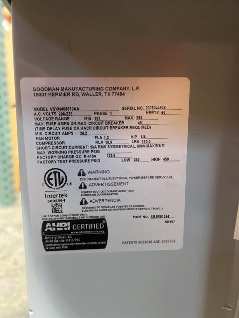 4 Ton Single-Stage Split-System Air Conditioner 208-230/60/1 R410A 14.3 SEER2