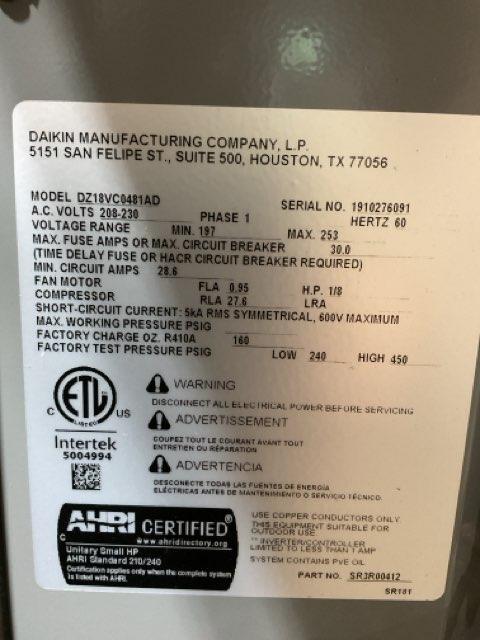 4 Ton Inverter Split-System Communicating Heat Pump 208-230/60/1 R410A 18 SEER
