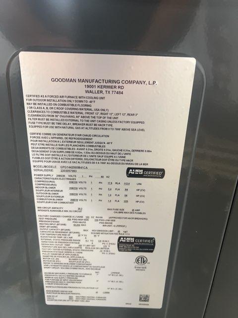 3.5 Ton Single-Stage Convertible Natural Gas/Electric Packaged Unit; 14 SEER, 208-230/60/1, R410A