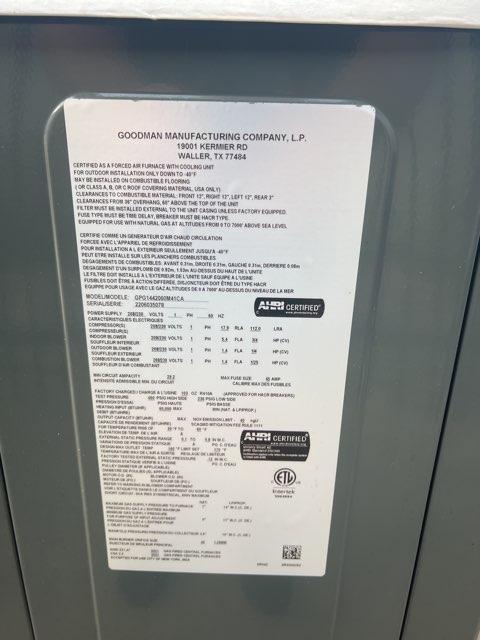3.5 Ton Single-Stage Convertible Natural Gas/Electric Packaged Unit; 14 SEER, 208-230/60/1, R410A