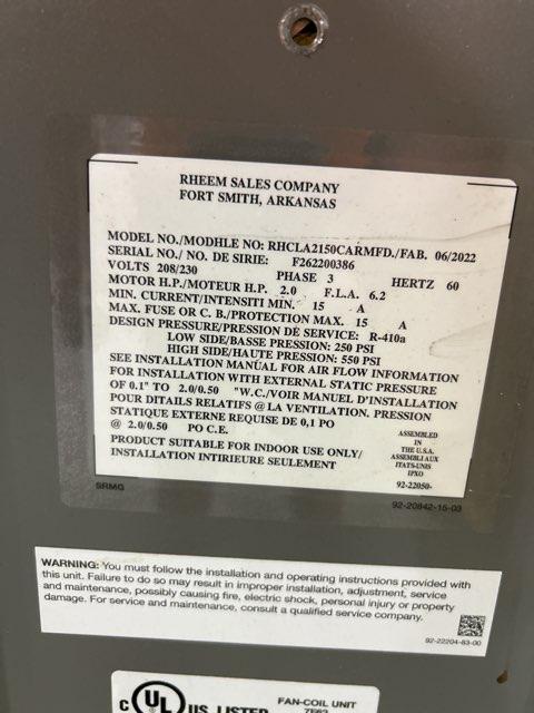 12.5 Ton AC Only ECM Multiposition Air Handler 208-230/60/3 R-410A CFM 4785