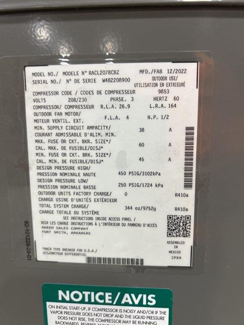 6.5 Ton Two-Stage Split-System Air Conditioner 208-230/60/3 R410A