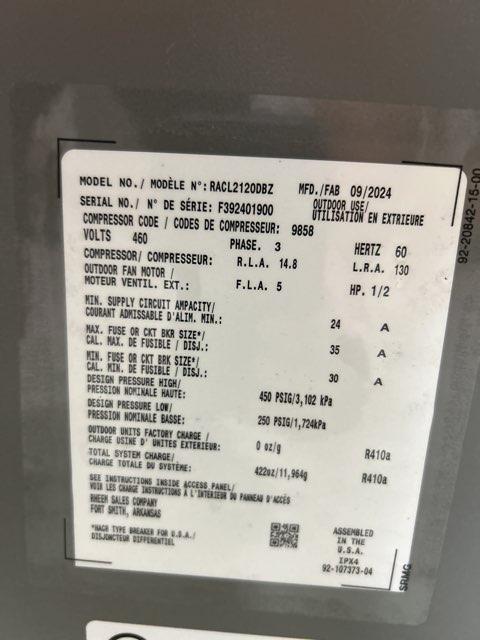 10 Ton Two-Stage Split-System Air Conditioner 460/60/3 R410A