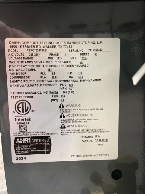 2 Ton Two-Stage Split-System Communicating Air Conditioner 208-230/60/1 R410A 17 SEER2