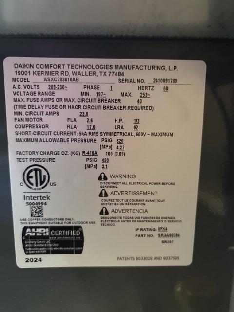 3 Ton Two-Stage Split-System Communicating Air Conditioner 208-230/60/1 R410A 17 SEER2