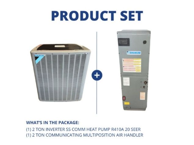 2 Ton Inverter SS Comm Heat Pump R410A 20 SEER and 2 Ton Communicating Multiposition Air Handler