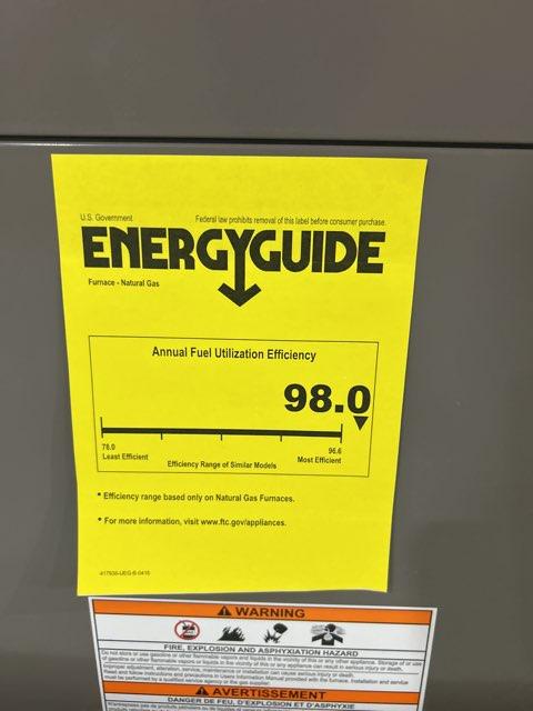 120,000 BTU Modulating Multiposition ECM Var Spd Comm Compatible Gas Furnace 98% 115/60/1 CFM: 2176