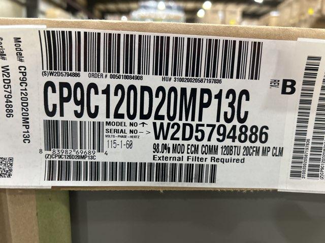 120,000 BTU Modulating Multiposition ECM Var Spd Comm Compatible Gas Furnace 98% 115/60/1 CFM: 2176