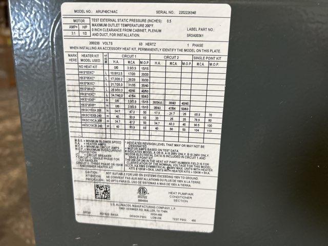 4 Ton AC/HP PSC Multiposition Air Handler 208-230/60/1 R-410A CFM 1755