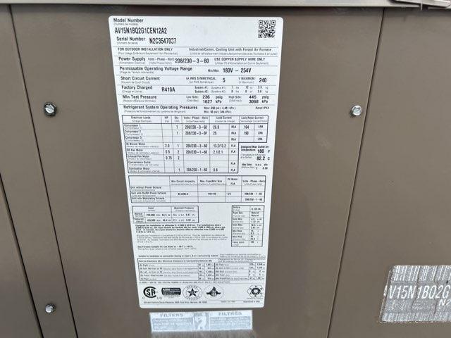 15 Ton Four-Stage Convertible Natural Gas/Electric Packaged Unit, 10.8 EER, 208-230/60/3, R410A