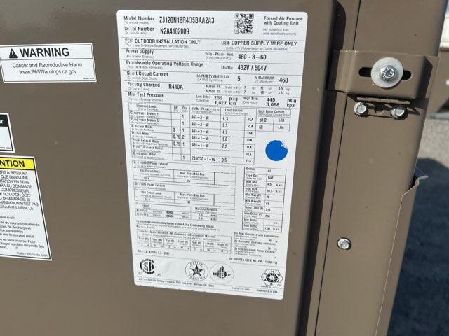 10 Ton Two-Stage Convertible Natural Gas/Electric Packaged Unit, 12 EER, 460/60/3, R410A
