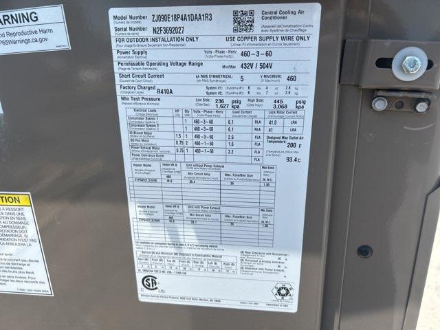 7.5 Ton Two-Stage Convertible Packaged Air Conditioning Unit W/18 Kw Heat, 12.2 EER, 460/60/3, R410A