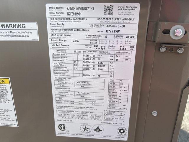 6.5 Ton Two-Stage Convertible Natural Gas/Electric Packaged Unit, 11.8 EER, 208-230/60/3, R410A