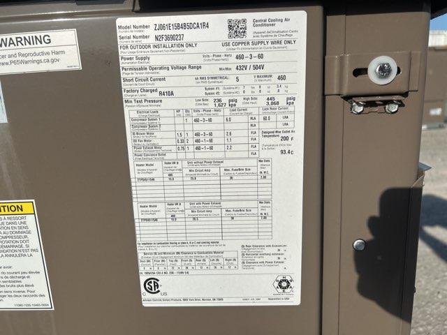 5 Ton Single-Stage Convertible Packaged Air Conditioning Unit, 14.5 SEER, 460/60/3, R410A 15 kW Heat