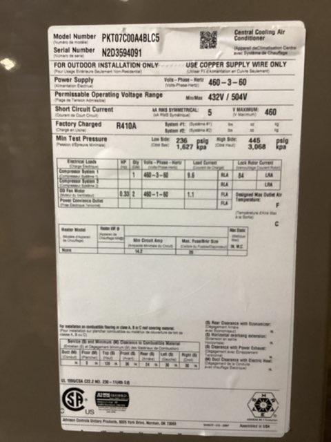 Commercial 7.5 Ton Two-Stage Split-System Heat Pump 460/60/3 R410A 11 EER