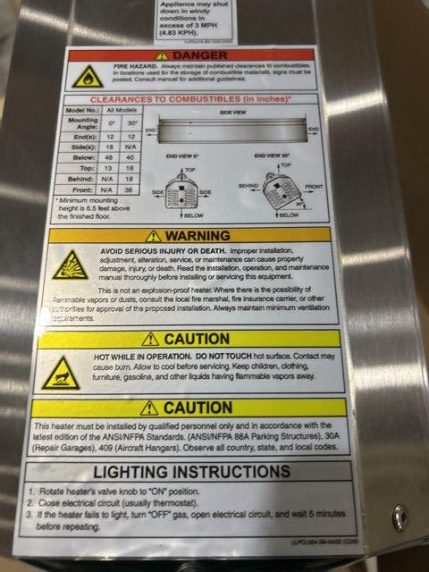 34,000 BTU Brushed Stainless Steel Natural Gas Infrared Patio Heater, 24/60/1