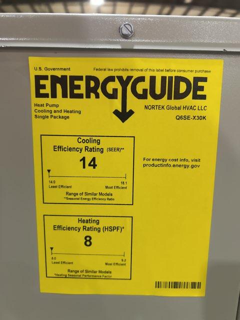 2.5 Ton Single-Stage Convertible Packaged Heat Pump Unit, 14 SEER, 208-230/60/1, R410A
