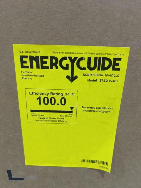 23 KW Downflow ECM Multi Speed Electric Manufactured Housing Furnace 240/60/1 CFM: 1555