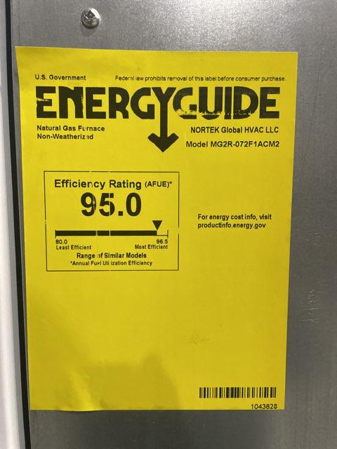 72,000 BTU 1-Stg Downflow ECM Multi Speed Gas Manufactured Housing Furnace 95% 120/60/1 CFM: 1560