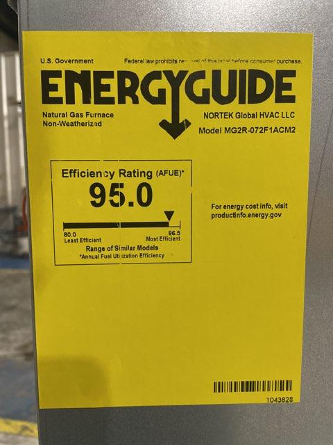 72,000 BTU 1-Stg Downflow ECM Multi Speed Gas Manufactured Housing Furnace 95% 120/60/1 CFM: 1560