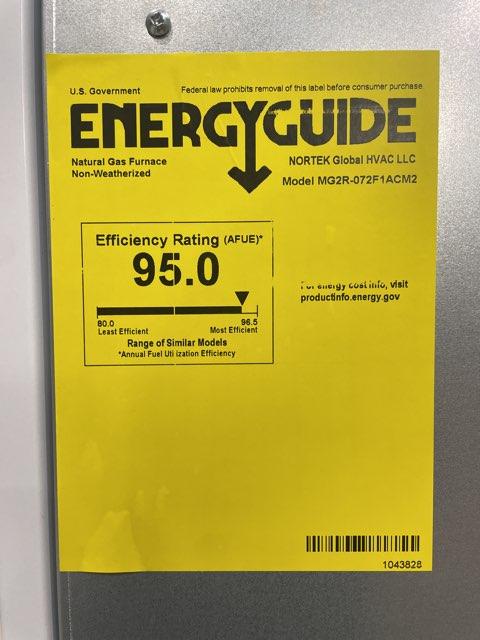 72,000 BTU 1-Stg Downflow ECM Multi Speed Gas Manufactured Housing Furnace 95% 120/60/1 CFM: 1560