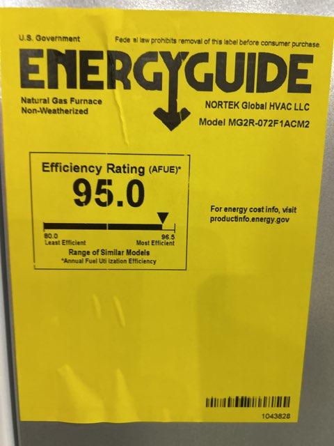 72,000 BTU 1-Stg Downflow ECM Multi Speed Gas Manufactured Housing Furnace 95% 120/60/1 CFM: 1560