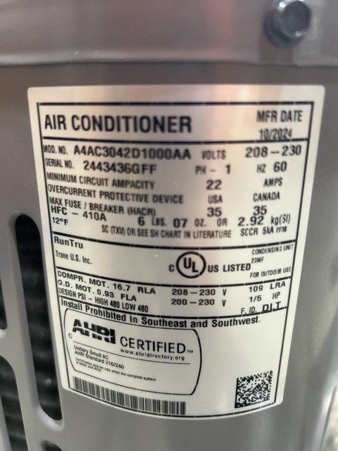 3.5 Ton Single-Stage Split-System Air Conditioner 208-230/60/1 R410A 13.4 SEER2