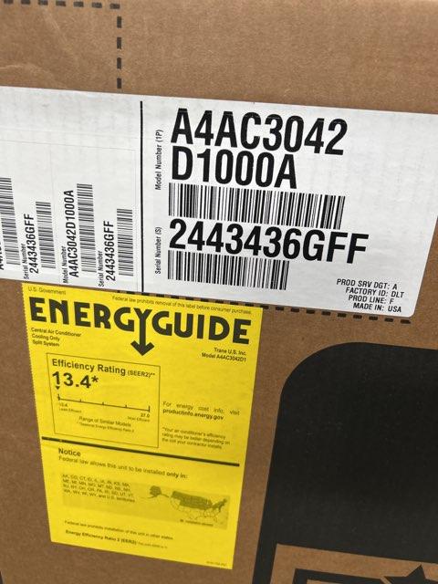 3.5 Ton Single-Stage Split-System Air Conditioner 208-230/60/1 R410A 13.4 SEER2