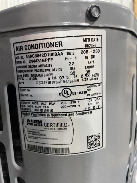 3.5 Ton Single-Stage Split-System Air Conditioner 208-230/60/1 R410A 13.4 SEER2