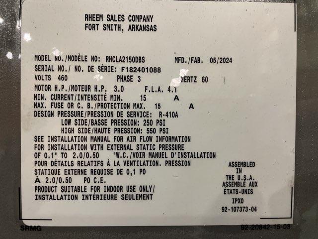 Commercial 12.5 Ton AC Only ECM Multiposition Air Handler 460/60/3 R-410A CFM 4785