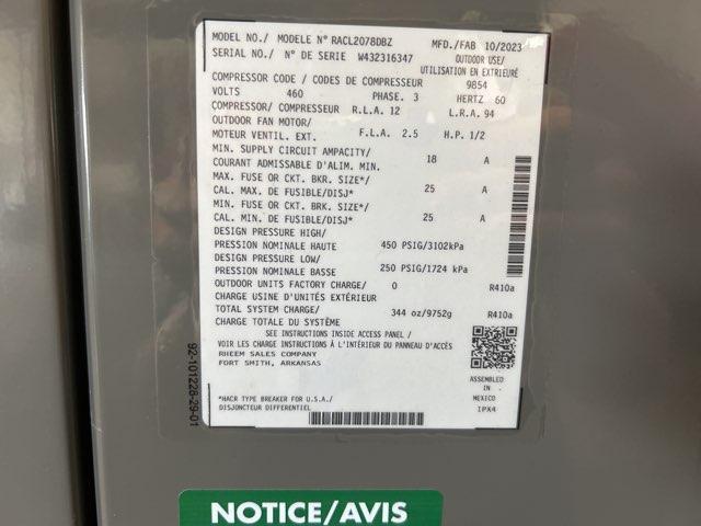 COMMERCIAL 6.5 Ton Two-Stage Split-System Air Conditioner 460/60/3 R410A 10.5 EER