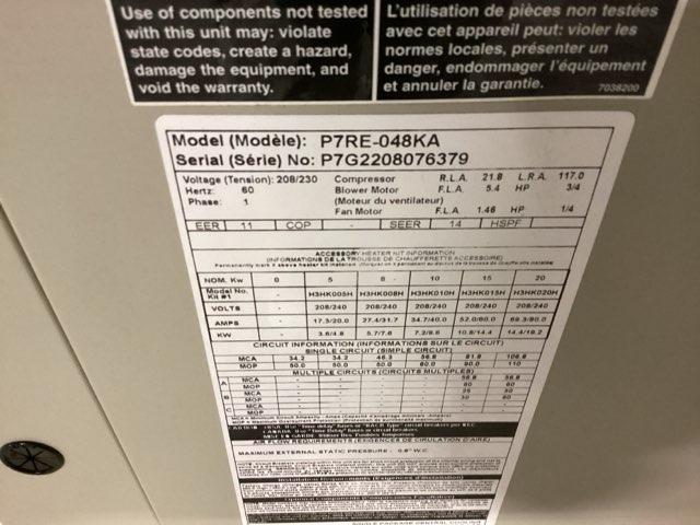 4 Ton Single-Stage Convertible Packaged Air Conditioning Unit, 14 SEER, 208-230/60/1, R410A
