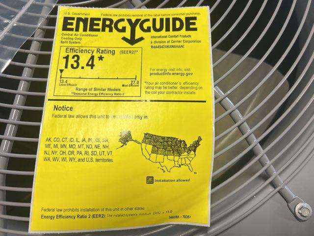 3.5 Ton Single-Stage Split-System Air Conditioner 208-230/60/1 R410A 13.4 SEER2