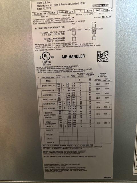 3 Ton AC/HP ECM Multiposition Air Handler 208-230/60/1 R-410A CFM 1492