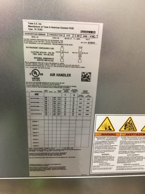 2 Ton AC/HP ECM Multiposition Air Handler 208-230/60/1 R-410A CFM 1140